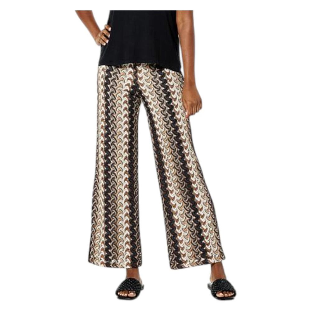 New G by Giuliana Black Label Pants Women XXS Brown Pull-On Crochet Wide Leg